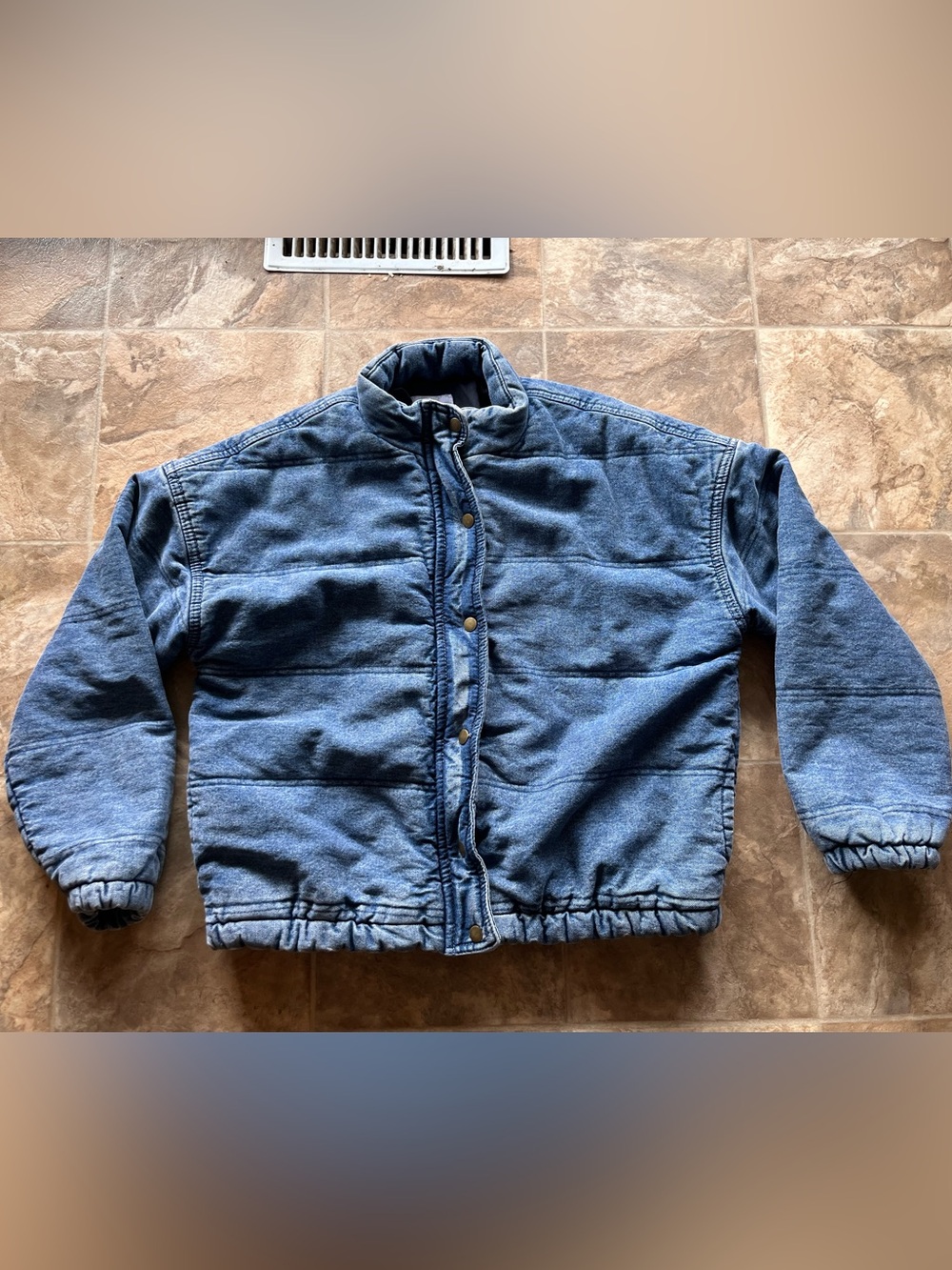 Highway Jeans Blue Denim Quilted Puffer Bomber Jacket Coat